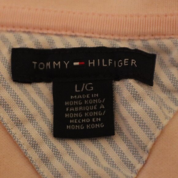 Tommy Hilfiger Soft Pink Button Front Polo Size Large Business Casual Preppy - Picture 2 of 13